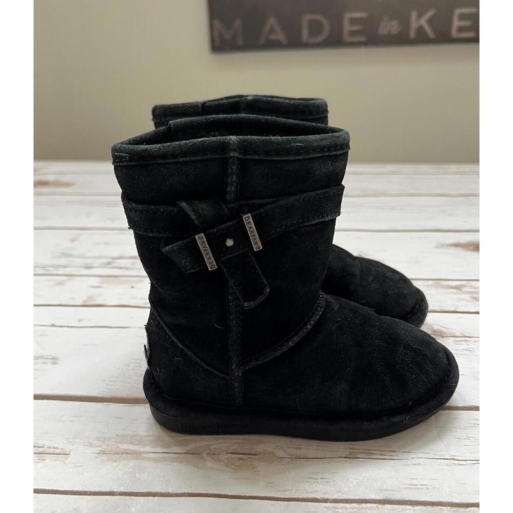 Bearpaw Toddler Black Suede Winter Boots, Size 9